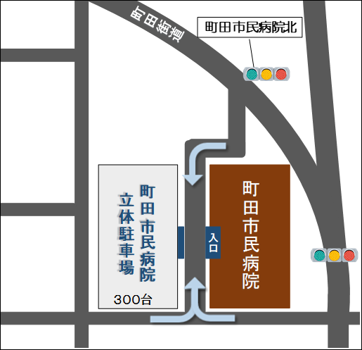 町田市民病院立体駐車場周辺の地図
